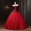 Vintage / Retro Red Appliques Lace Butterfly Glitter Velvet Prom Dresses 2025 Ball Gown Off-The-Shoulder Short Sleeve Backless Floor-Length / Long Formal Dresses