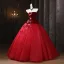 Vintage / Retro Red Appliques Lace Butterfly Glitter Velvet Prom Dresses 2025 Ball Gown Off-The-Shoulder Short Sleeve Backless Floor-Length / Long Formal Dresses