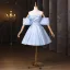 Fashion Sky Blue Homecoming Short Graduation Dresses 2025 Ball Gown Off-The-Shoulder Short Sleeve Backless