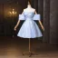 Fashion Sky Blue Homecoming Short Graduation Dresses 2025 Ball Gown Off-The-Shoulder Short Sleeve Backless