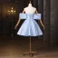 Fashion Sky Blue Homecoming Short Graduation Dresses 2025 Ball Gown Off-The-Shoulder Short Sleeve Backless