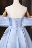 Fashion Sky Blue Homecoming Short Graduation Dresses 2025 Ball Gown Off-The-Shoulder Short Sleeve Backless