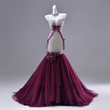 Sexy Paarse Appliques Rhinestone Avondjurken 2026 Trompet Zeemeermin Strapless Strik Mouwloos Ruglooze Sweep Trein Avond Gelegenheid Jurken