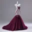 Sexy Purple Appliques Rhinestone Evening Dresses 2026 Trumpet / Mermaid Strapless Bow Sleeveless Backless Sweep Train Evening Party Formal Dresses