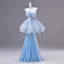 Fashion Sky Blue Appliques Butterfly Pearl Sequins Rhinestone Prom Dresses 2026 A-Line / Princess Strapless Sleeveless Backless Floor-Length / Long Formal Dresses
