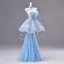 Fashion Sky Blue Appliques Butterfly Pearl Sequins Rhinestone Prom Dresses 2026 A-Line / Princess Strapless Sleeveless Backless Floor-Length / Long Formal Dresses