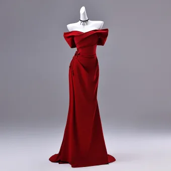 Élégant Rouge Trompette Sirène Robe De Soirée 2026 Bustier Sans Manches Dos Nu Train De Balayage Soirée Robe De Ceremonie