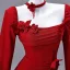 Elegant Red Appliques Prom Dresses 2026 A-Line / Princess Square Neckline Long Sleeve Backless Floor-Length / Long Formal Dresses