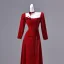 Elegant Red Appliques Prom Dresses 2026 A-Line / Princess Square Neckline Long Sleeve Backless Floor-Length / Long Formal Dresses