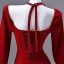Elegant Red Appliques Prom Dresses 2026 A-Line / Princess Square Neckline Long Sleeve Backless Floor-Length / Long Formal Dresses