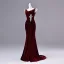 Charmant Bordeaux Perlage Faux Diamant Paillettes Fendue devant Velours Robe De Soirée 2026 Trompette / Sirène V-Cou Sans Manches Dos Nu Train De Balayage Robe De Ceremonie