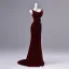 Charmant Bordeaux Perlage Faux Diamant Paillettes Fendue devant Velours Robe De Soirée 2026 Trompette / Sirène V-Cou Sans Manches Dos Nu Train De Balayage Robe De Ceremonie