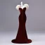 Charming Burgundy Flower Velvet Evening Dresses  2026 Trumpet / Mermaid Strapless Short Sleeve Backless Sweep Train Formal Dresses