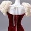 Charming Burgundy Flower Velvet Evening Dresses  2026 Trumpet / Mermaid Strapless Short Sleeve Backless Sweep Train Formal Dresses