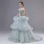 Flower Fairy Mint Green Appliques Bow Prom Dresses 2026 Ball Gown Strapless Sleeveless Backless Sweep Train Formal Dresses