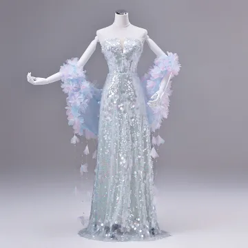 Glitter Mode Hemelsblauw Kralen Appliques Pailletten Galajurken 2026 A Lijn Strapless Mouwloos Ruglooze Lange Gelegenheid Jurken