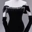 Elegant Black Pearl Prom Dresses 2026 A-Line / Princess Off-The-Shoulder Sleeveless Backless Sweep Train Formal Dresses
