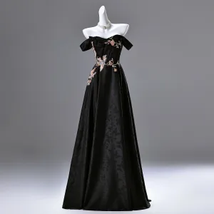Vintage Originale Noire Perlage Paillettes Brodé Robe De Bal 2025 Princesse Bustier Sans Manches Dos Nu Longue Promo Robe De Ceremonie