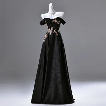 Vintage Originale Noire Perlage Paillettes Brodé Robe De Bal 2025 Princesse Bustier Sans Manches Dos Nu Longue Promo Robe De Ceremonie