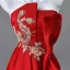 Chinese style Red Beading Sequins Prom Dresses 2025 A-Line / Princess Strapless Sleeveless Backless Floor-Length / Long Prom Formal Dresses