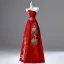 Chinese style Red Beading Sequins Prom Dresses 2025 A-Line / Princess Strapless Sleeveless Backless Floor-Length / Long Prom Formal Dresses