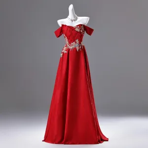 Chic Belle Rouge Perlage Paillettes Brodé Robe De Bal 2025 Princesse De L Épaule Sans Manches Dos Nu Longue Promo Robe De Ceremonie
