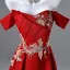 Chic / Beautiful Red Beading Sequins Embroidered Prom Dresses 2025 A-Line / Princess Off-The-Shoulder Sleeveless Backless Floor-Length / Long Prom Formal Dresses