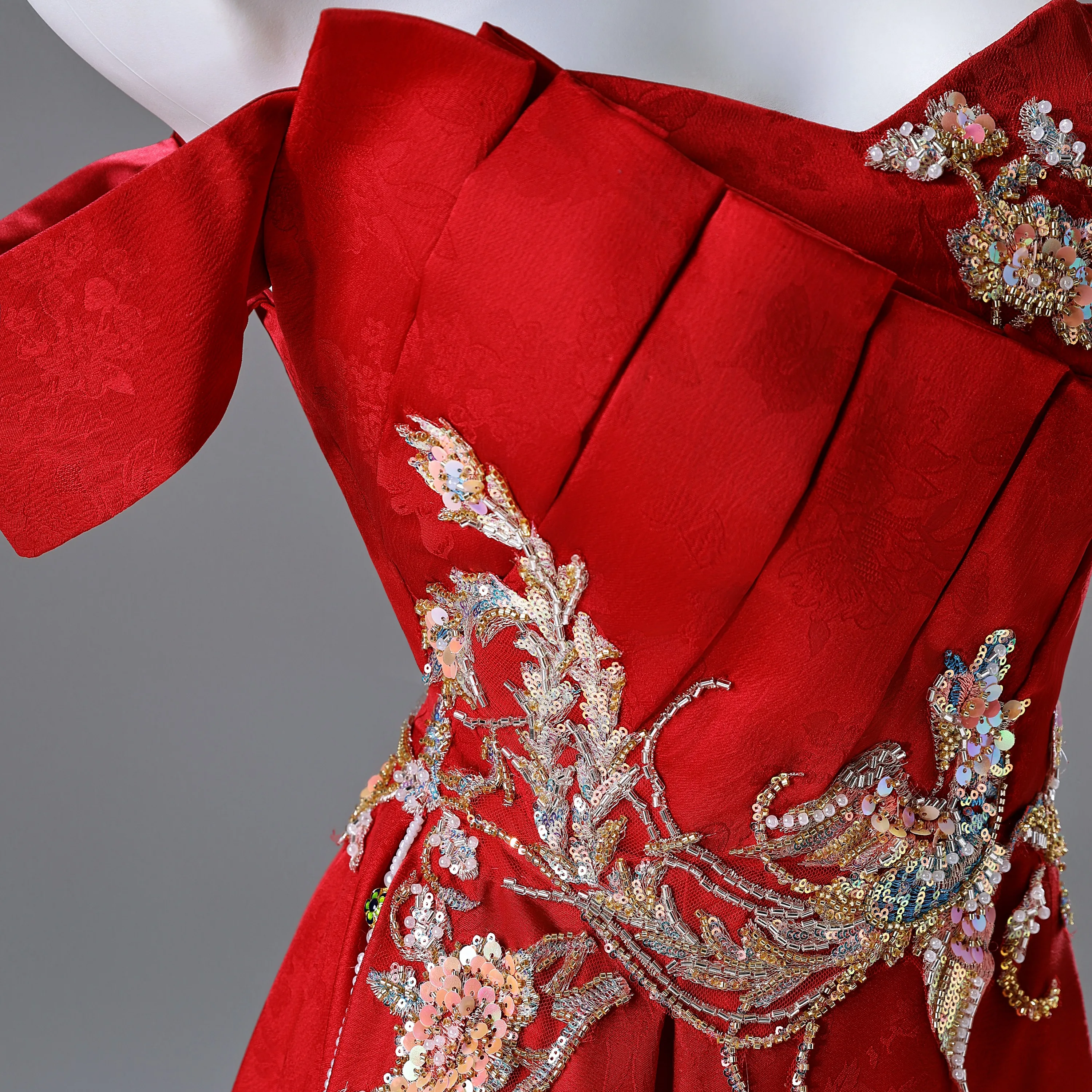 Chic Beautiful Red Beading Sequins Embroidered Prom Dresses 2025 A-Line Princess Long