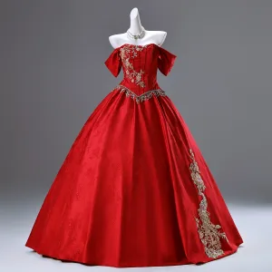 Élégant Rouge Perlage Perle Faux Diamant Paillettes Robe De Bal 2025 Robe Boule De L Épaule Sans Manches Dos Nu Longue Promo Robe De Ceremonie