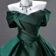 Vintage / Retro Dark Green Prom Dresses 2025 A-Line / Princess Off-The-Shoulder Sleeveless Backless Floor-Length / Long Prom Formal Dresses