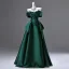 Vintage / Retro Dark Green Prom Dresses 2025 A-Line / Princess Off-The-Shoulder Sleeveless Backless Floor-Length / Long Prom Formal Dresses