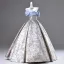 Fashion Silver Satin Printing Prom Dresses 2025 Ball Gown Off-The-Shoulder Short Sleeve Backless Floor-Length / Long Prom Formal Dresses