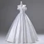 Elegante Weiß Satin Brautkleider / Hochzeitskleider 2025 Ballkleid Off Shoulder Ärmellos Rückenfreies Lange Hochzeit