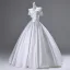 Elegante Weiß Satin Brautkleider / Hochzeitskleider 2025 Ballkleid Off Shoulder Ärmellos Rückenfreies Lange Hochzeit