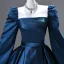 Vintage / Retro Ocean Blue Satin Prom Dresses 2025 Ball Gown Square Neckline Long Sleeve Backless Floor-Length / Long Formal Dresses