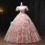 Schöne Rosa Applikationen Pailletten Ballkleider 2025 Ballkleid Eckiger Ausschnitt Kurze Ärmel Rückenfreies Lange Festliche Kleider