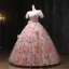 Schöne Rosa Applikationen Pailletten Ballkleider 2025 Ballkleid Eckiger Ausschnitt Kurze Ärmel Rückenfreies Lange Festliche Kleider
