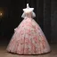 Schöne Rosa Applikationen Pailletten Ballkleider 2025 Ballkleid Eckiger Ausschnitt Kurze Ärmel Rückenfreies Lange Festliche Kleider
