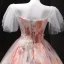 Schöne Rosa Applikationen Pailletten Ballkleider 2025 Ballkleid Eckiger Ausschnitt Kurze Ärmel Rückenfreies Lange Festliche Kleider