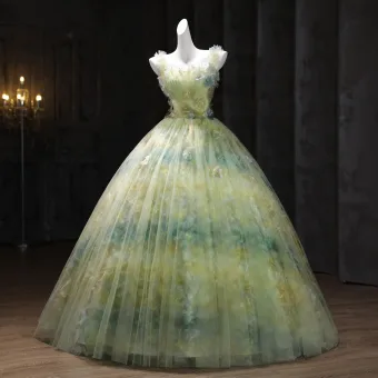 Flower Fairy Sage Green Pearl Appliques Prom Dresses 2025 Ball Gown Spaghetti Straps Sleeveless Backless Floor Length Long Formal Dresses