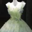 Flower Fairy Sage Green Pearl Appliques Prom Dresses 2025 Ball Gown Spaghetti Straps Sleeveless Backless Floor-Length / Long Formal Dresses