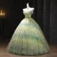 Flower Fairy Sage Green Pearl Appliques Prom Dresses 2025 Ball Gown Spaghetti Straps Sleeveless Backless Floor-Length / Long Formal Dresses