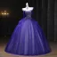 Vintage / Retro Purple Beading Sequins Prom Dresses 2025 Ball Gown Strapless Sleeveless Backless Floor-Length / Long Formal Dresses