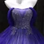 Vintage / Retro Purple Beading Sequins Prom Dresses 2025 Ball Gown Strapless Sleeveless Backless Floor-Length / Long Formal Dresses