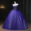 Vintage / Retro Purple Beading Sequins Prom Dresses 2025 Ball Gown Strapless Sleeveless Backless Floor-Length / Long Formal Dresses