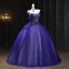 Vintage / Retro Purple Beading Sequins Prom Dresses 2025 Ball Gown Strapless Sleeveless Backless Floor-Length / Long Formal Dresses