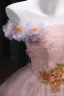 Flower Fairy Blushing Pink Beading Sequins Lace Flower Appliques Prom Dresses 2025 Ball Gown Strapless Sleeveless Backless Floor-Length / Long Formal Dresses