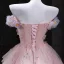 Flower Fairy Blushing Pink Beading Sequins Lace Flower Appliques Prom Dresses 2025 Ball Gown Strapless Sleeveless Backless Floor-Length / Long Formal Dresses