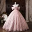 Blumenfee Rosa Applikationen Pailletten Ballkleider 2026 Ballkleid Off Shoulder Kurze Ärmel Rückenfreies Lange Festliche Kleider