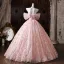 Blumenfee Rosa Applikationen Pailletten Ballkleider 2026 Ballkleid Off Shoulder Kurze Ärmel Rückenfreies Lange Festliche Kleider